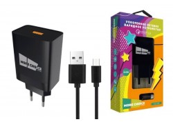 Сетевое зарядное устройство USB + кабель Micro More choice NC52QCm 3.0A QC3.0 быстрая зарядка (Black)