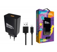 Сетевое зарядное устройство USB + кабель Lightning More choice NC52QCi 3.0A QC3.0 быстрая зарядка (Black)