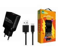 Сетевое зарядное устройство 2USB + кабель Type-C More choice NC24a  2.1A (Black)