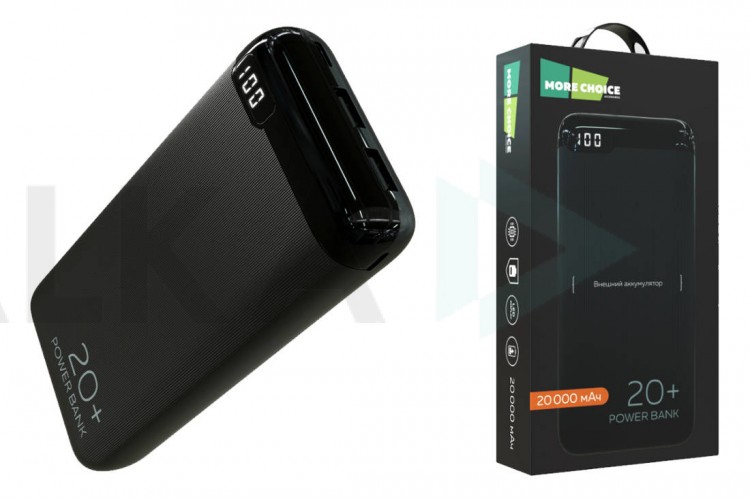 Универсальный дополнительный аккумулятор Power Bank More choice PB19-20 2USB 2.1A (20000mAh) (Black)