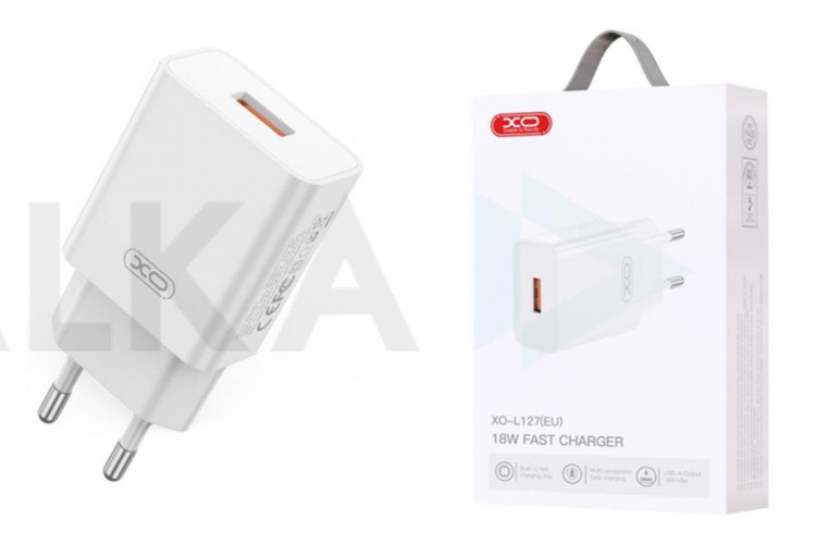 Сетевое зарядное устройство USB XO L127 QC18W Fast Charging new logo, белый