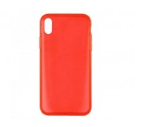 Чехол для iPhone X/XS "Жидкий силикон" полупрозрачный (красный)
