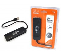 Разветвитель USB HUB 2.0 NN-HB013 на 3 порта + Card Reader SD + MicroSD (черный)