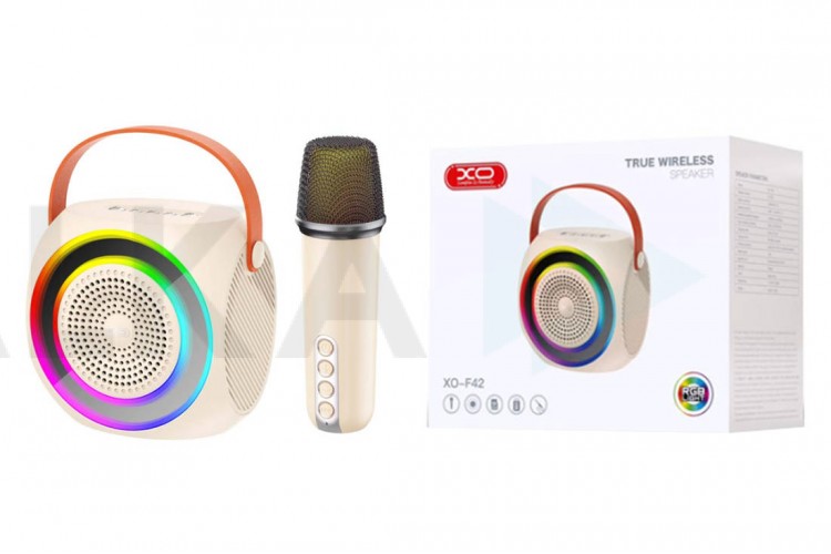 Караоке система мини XO F42 Dazzling RGB Bluetooth Karaoke Stereo with Microphone (белый)