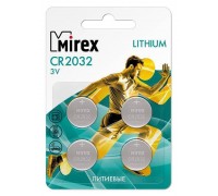 Батарейка литиевая Mirex CR2032 3V цена за блистер 4 шт  (23702-CR2032-E4)