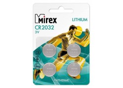 Батарейка литиевая Mirex CR2032 3V цена за блистер 4 шт  (23702-CR2032-E4)