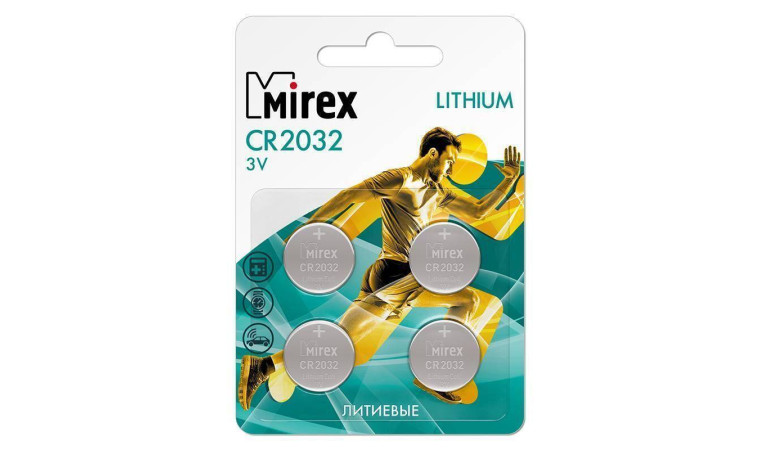 Батарейка литиевая Mirex CR2032 3V цена за блистер 4 шт (23702-CR2032-E4) Батарейка литиевая Mirex CR2032 3V цена за блистер 4 шт (23702-CR2032-E4)