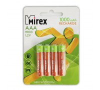 Аккумулятор Ni-MH Mirex HR03 / AAA 1000mAh 1,2V цена за 4 шт, блистер 23702-HR03-10-E4