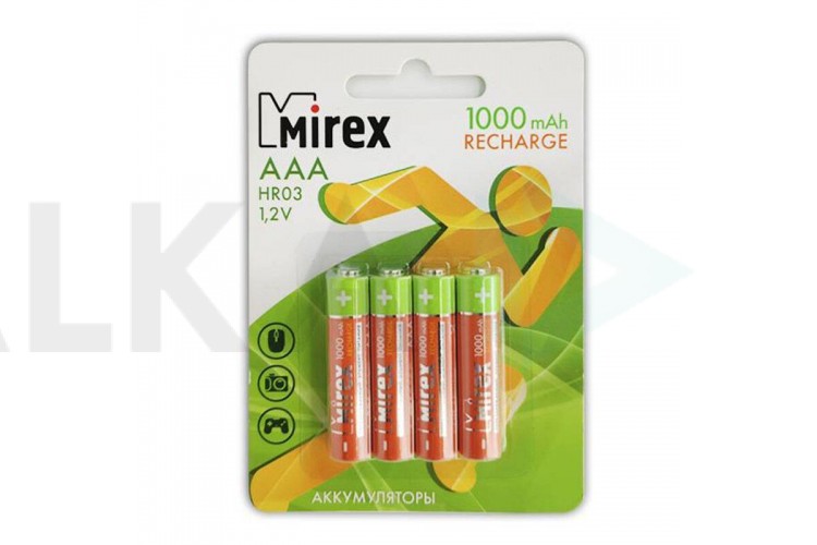Аккумулятор Ni-MH Mirex HR03 / AAA 1000mAh 1,2V цена за 4 шт, блистер 23702-HR03-10-E4