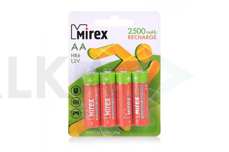 Аккумуляторы Ni-MH Mirex HR6 / AA 2500mAh 1.2V 4шт.