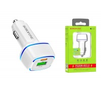 Автомобильное зарядное устройство АЗУ USB + Type-C BOROFONE BZ14A Mercury dual port PD 20W + QC3.0 (белый)