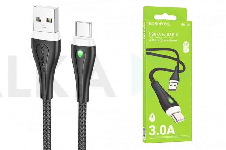 Кабель USB - USB Type-C BOROFONE BX100, (серый) 1м