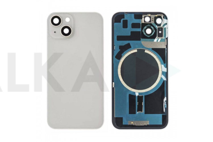 Задняя крышка (стекло) в сборе с рамкой для iPhone 14 (Starlight)