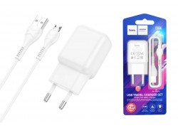 Сетевое зарядное устройство USB + кабель MicroUSB HOCO C96A 2400mAh (белый)