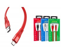 Кабель USB - MicroUSB BOROFONE BU18 2,4A (красный) 1,2м (силиконовый)