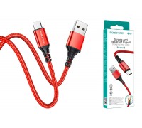 Кабель USB - MicroUSB BOROFONE BX54 2,4A (красный) 1м (в оплетке)