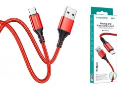 Кабель USB - MicroUSB BOROFONE BX54 2,4A (красный) 1м (в оплетке)