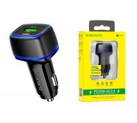 Автомобильное зарядное устройство АЗУ USB + Type-C BOROFONE BZ14A Mercury dual port PD 20W + QC3.0 c (черный)