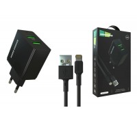 Сетевое зарядное устройство 2USB + кабель Lightning More choice NC11i 2.4A (Black)