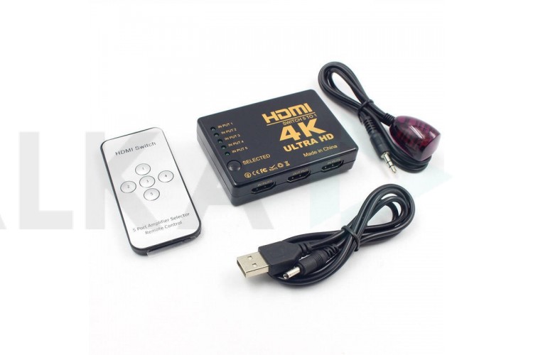 Переключатель 5 HDMI - HDMI (мама - мама) UltraHD 4K с пультом