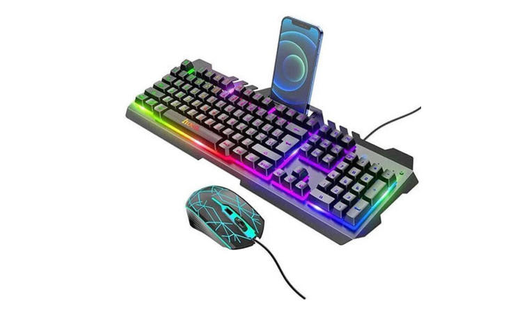 Комплект игровой проводной клавиатура+мышь HOCO Di16 с подсветкой RGB (черный)