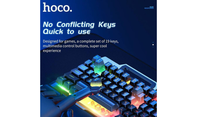 Комплект игровой проводной клавиатура+мышь HOCO Di16 с подсветкой RGB (черный)