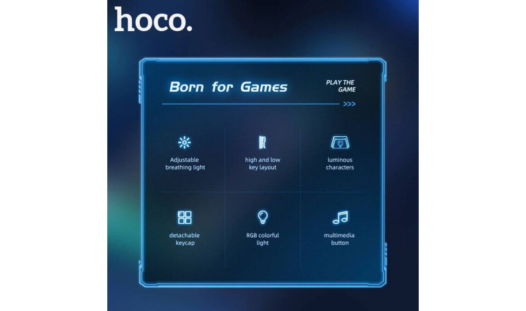 Комплект игровой проводной клавиатура+мышь HOCO Di16 с подсветкой RGB (черный)
