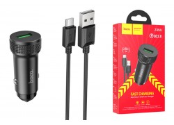 Автомобильное зарядное устройство АЗУ USB + кабель Type-C HOCO Z49A Level QC3.0 (черный)