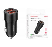 Автомобильное зарядное устройство АЗУ 2USB BOROFONE BZ19B 36W  QC3.0 Wisdom 2400 mAh (черный)