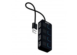 Разветвитель USB-HUB Perfeo PF-H044 4 Port, чёрный