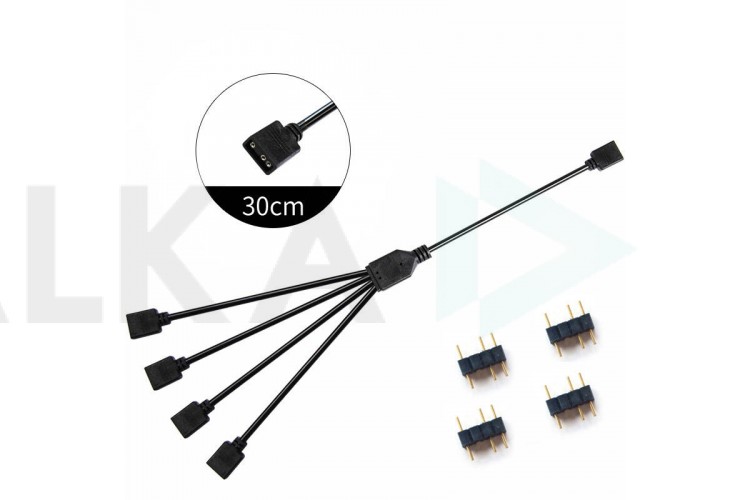 Разветвитель для подсветки ARGB 5V на 4 устройства (3 pin 30 см)