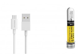 Кабель USB - MicroUSB BOROFONE BX3 2,4A (белый) 1м (в колбе)