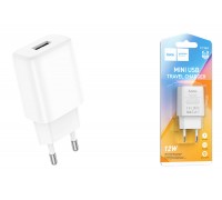 Сетевое зарядное устройство USB HOCO C134A Solid single port 2400mAh (белый)