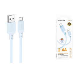 Кабель USB - MicroUSB BOROFONE BX115 (голубой) 1м