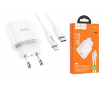 Сетевое зарядное устройство USB-C + кабель Lightning - Type-C HOCO C94A Metro PD+QC 3.0 быстрая зарядка (белый)