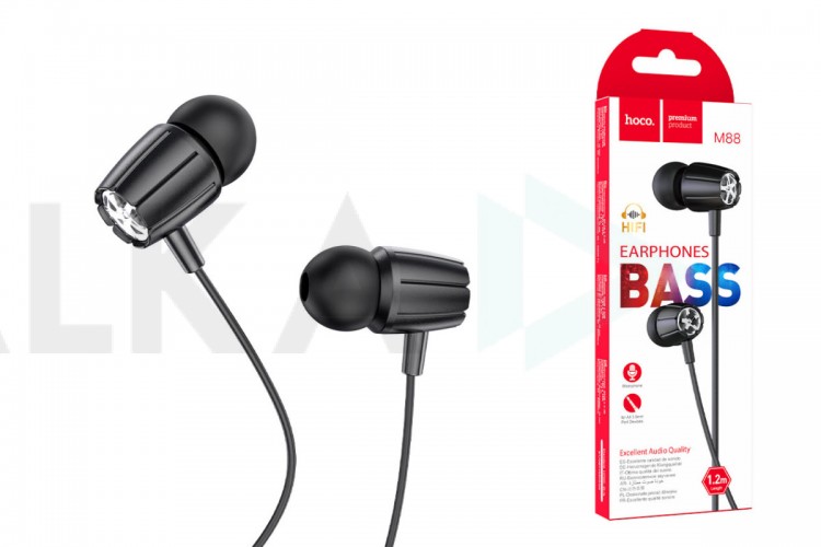 Наушники вакуумные проводные HOCO M88 Graceful universal earphones with mic (черный)