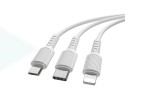 Кабель USB 3 в 1 BOROFONE BX16 Type-C/Lightning/MicroUSB 2.4A (белый) 1м