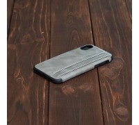 Чехол для Iphone X кожаный с визитницей (серый)