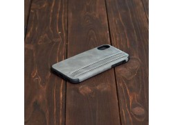 Чехол для Iphone X кожаный с визитницей (серый)