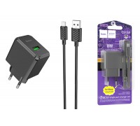 Сетевое зарядное устройство USB + кабель MicroUSB HOCO CS12A  QC3.0 (черный)