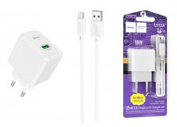 Сетевое зарядное устройство USB + кабель MicroUSB HOCO CS12A  QC3.0 (белый)