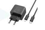 Сетевое зарядное устройство USB + USB-C + кабель Lightning - Type-C HOCO CS14A  PD20W+QC3.0 (черный)