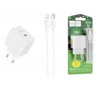 Сетевое зарядное устройство USB-C + кабель Lightning - Type-C HOCO CS13A charger PD20W  (белый)