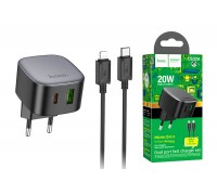 Сетевое зарядное устройство USB + USB-C + кабель Lightning - Type-C HOCO CS32A PD20W + QC3.0 (черный)