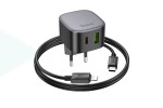 Сетевое зарядное устройство USB + USB-C + кабель Lightning - Type-C HOCO CS32A PD20W + QC3.0 (черный)