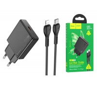 Сетевое зарядное устройство USB-C + кабель Lightning - Type-C HOCO N37 PD20W (черный)