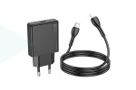 Сетевое зарядное устройство USB-C + кабель Lightning - Type-C HOCO N37 PD20W (черный)