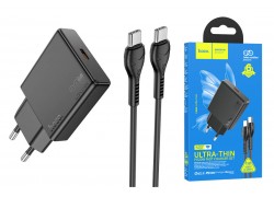 Сетевое зарядное устройство USB-C + кабель Type-C HOCO N37 PD20W (черный)