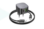 Сетевое зарядное устройство USB+USB-C + кабель Type-C-Type-C HOCO CS32A PD20W + QC3.0 (черный)