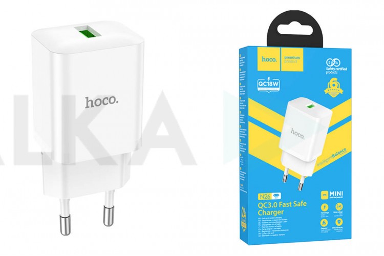 Сетевое зарядное устройство USB HOCO N26A QC3.0 (белый)